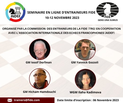 Second séminaire de formation d’entraineur FIDE en Français